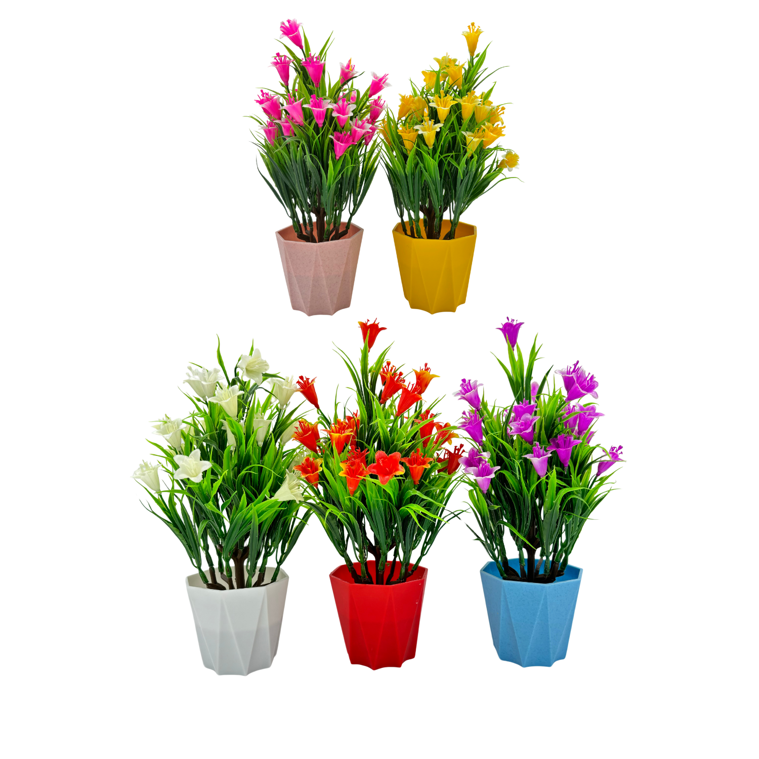 RANI'S CRAFTS Plastic Small Mini Set Of 5 Artificial Plant With Pot Artificial Potted Plants Set Of 5 Home Decor Indoor Small Plants Pot Flowers For Table Desk Decoration (RV-AP4)